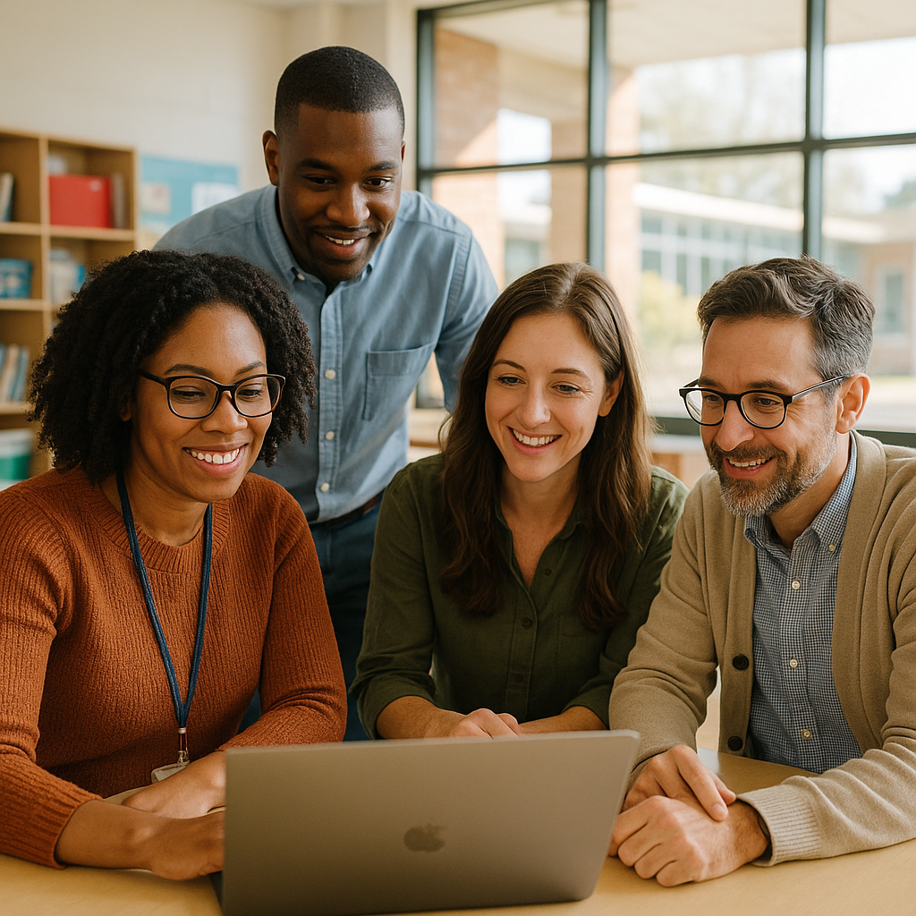 K-12 educators collaborating with AI tools